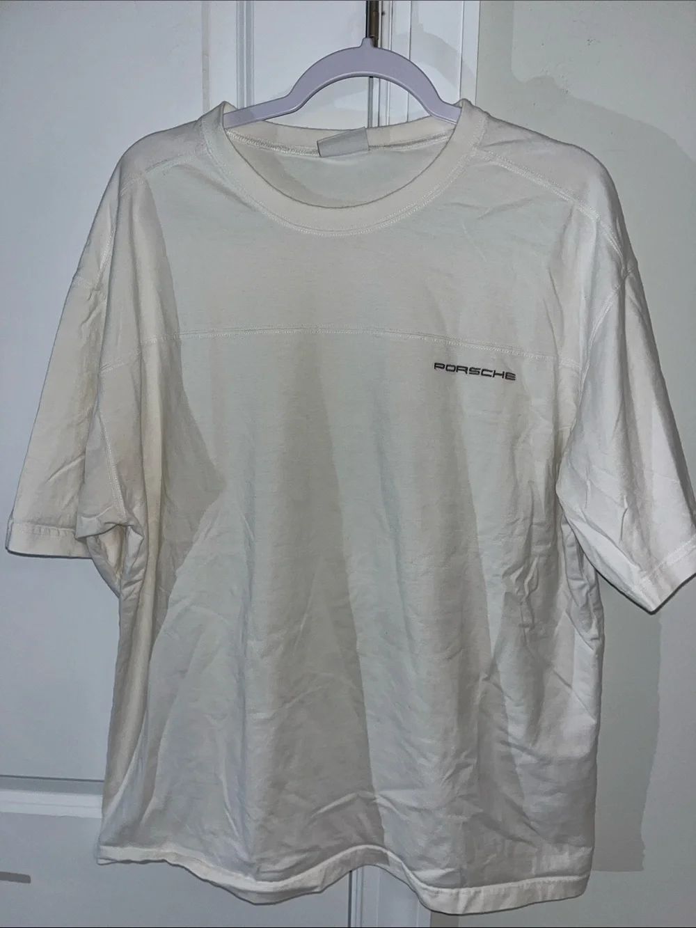Porsche Design Team Golf Racing Tee T Shirt Sewn Emblem White Mens XXL Used